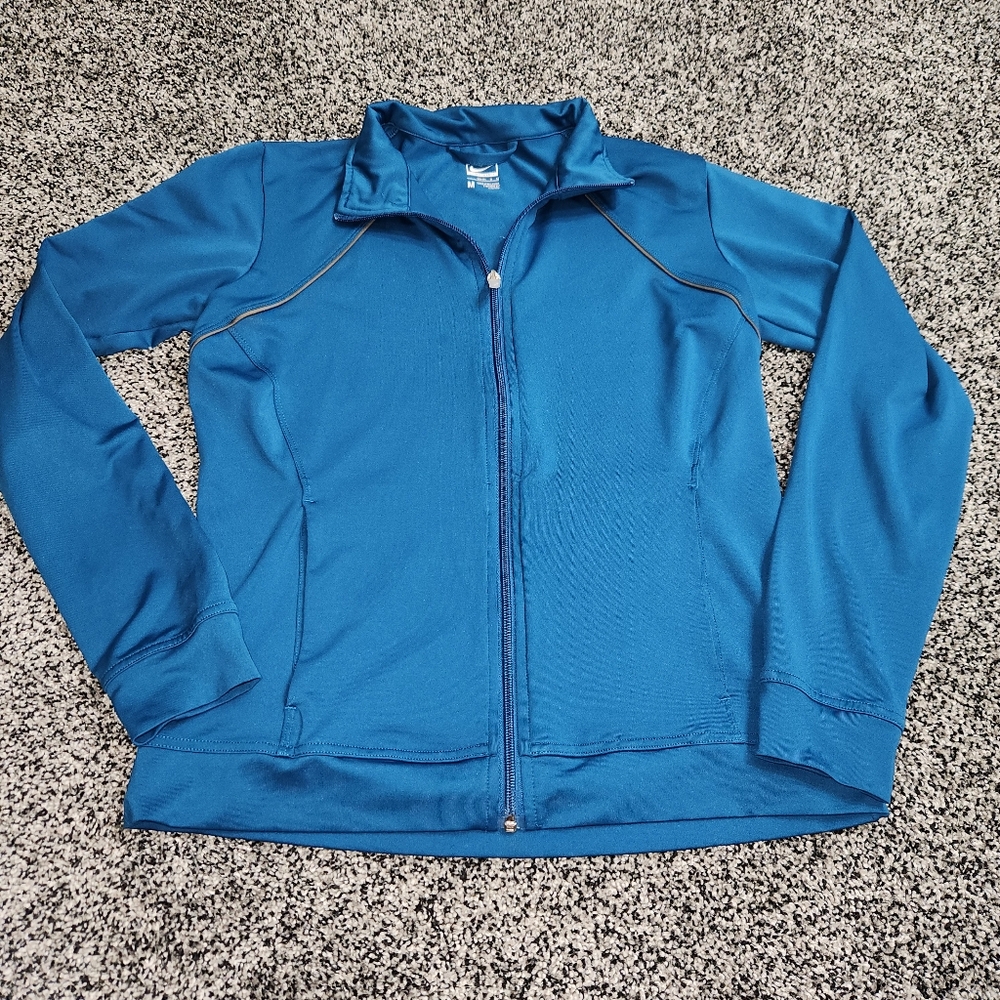 Nike‎ Performance Full zip Long Sleeve Light Jacket Women's Size M Blue Pockets